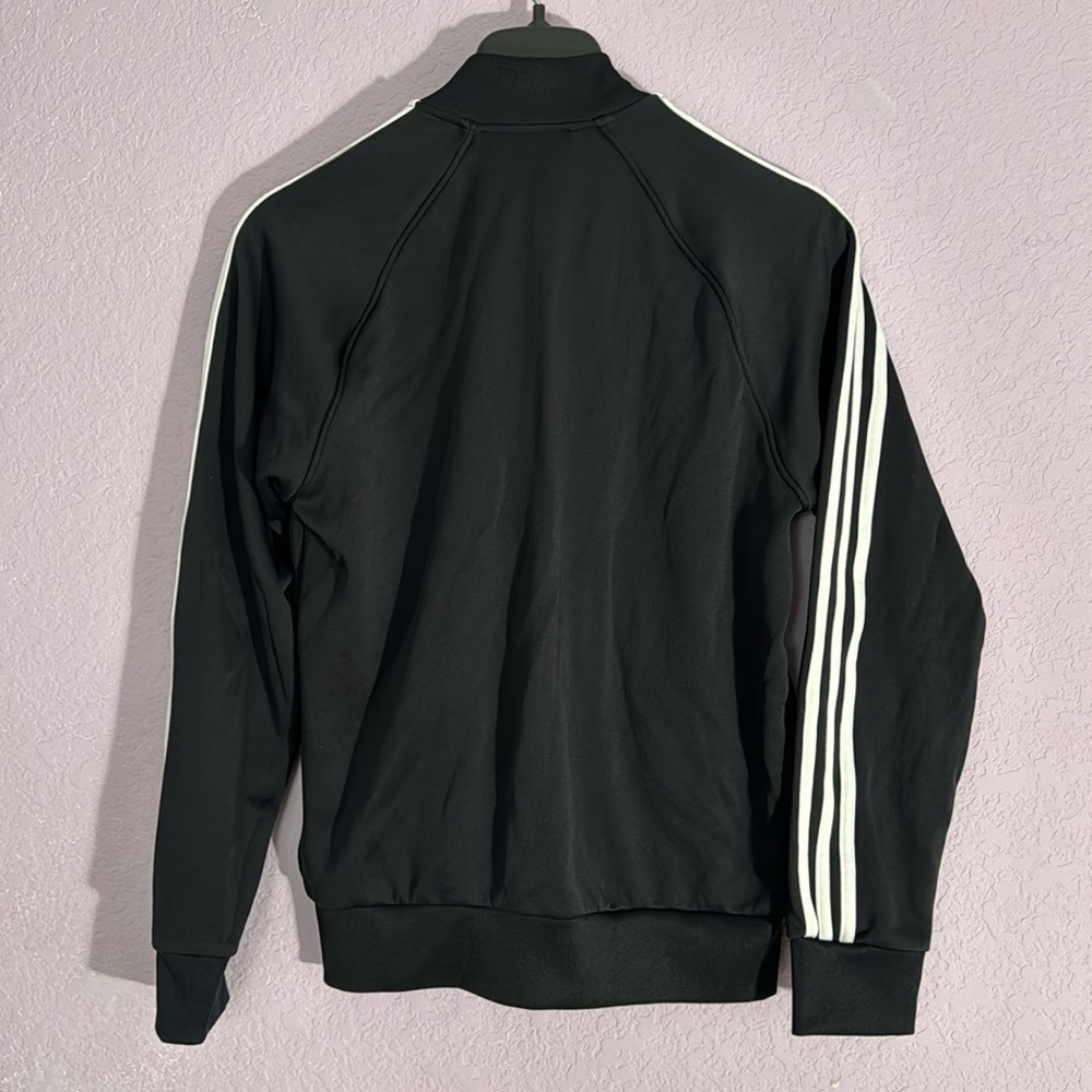 Adidas Black White Three Stripe Track Jacket - Picture 2 of 2